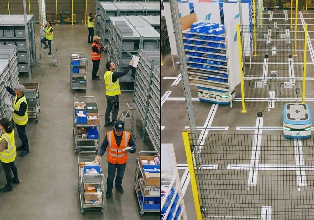 What is the difference between an automated and a traditional warehouse?